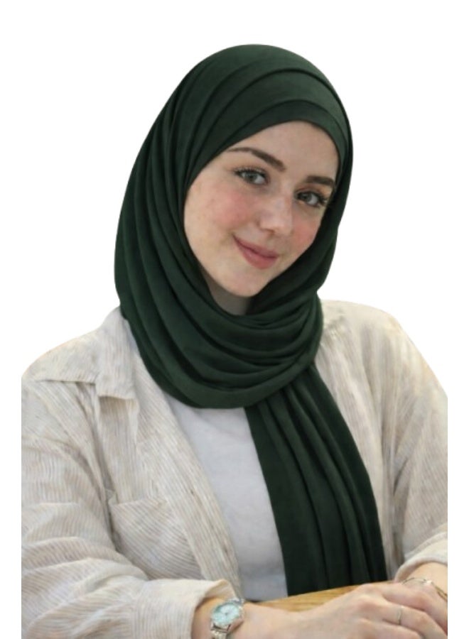 طرحة قطن ليكرا مع بندانة  باللون الاخضر غامق مقاس 2 متر × 60 سم  خامة مريحة وثبات طوال اليوم - Image 1